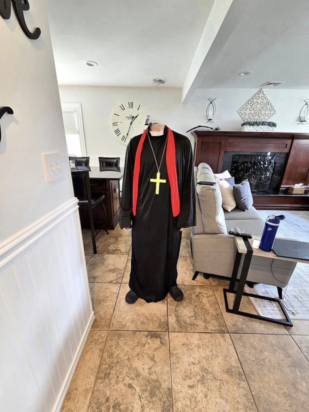Black & Red Robe with Cross Pendant